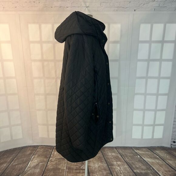 Lauren Ralph Lauren Black Quilted Mid-Length Hooded Puffer Coat Size 1X - Picture 5 of 9